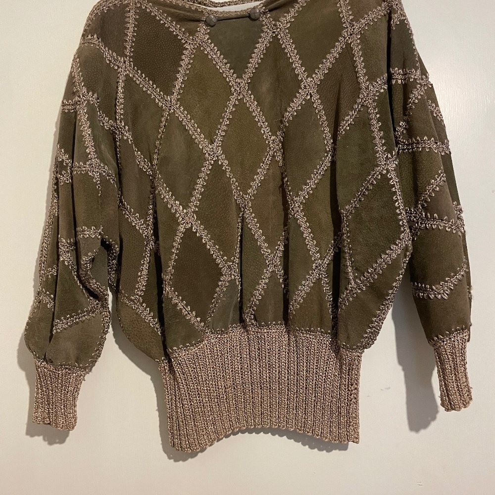 Urban Outfitters Suede and Crochet Sweater